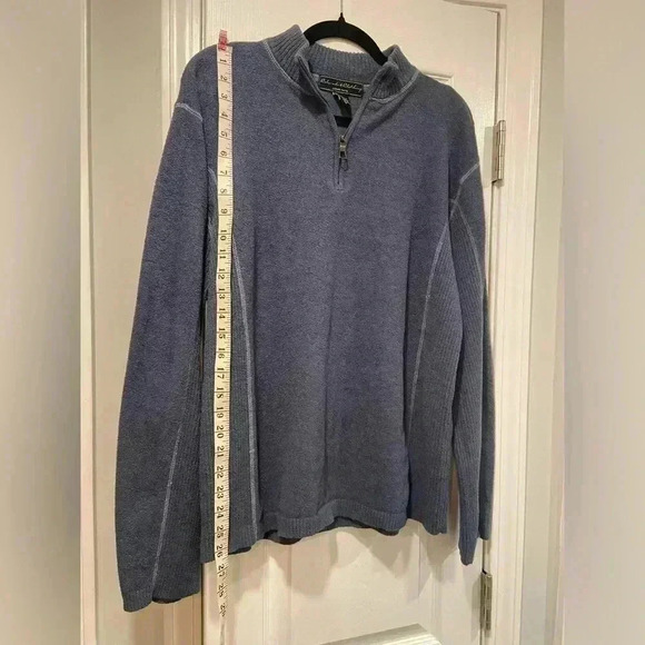 Colorado Clothing Men Blue Terrycloth Quarter Zip Ribbed Panel Pullover Size XL - Picture 7 of 11